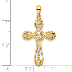 Sterling Silver Gold-plated CZ Cross Pendant