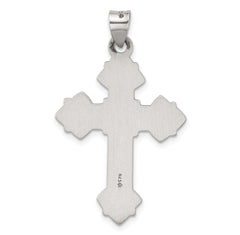 Sterling Silver Antiqued Solid Budded Cross Pendant