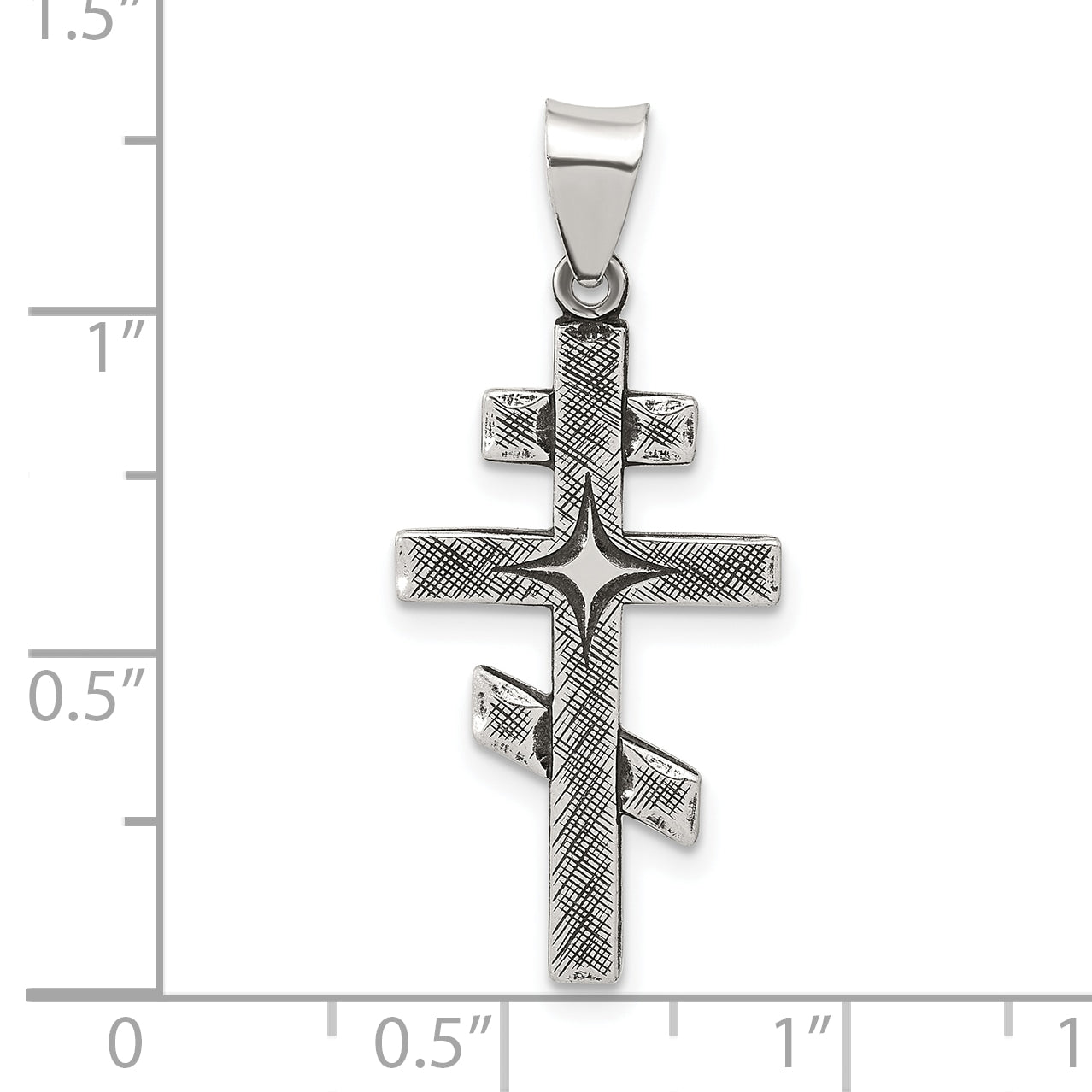 Sterling Silver Antiqued Textured Jerusalem Cross Pendant