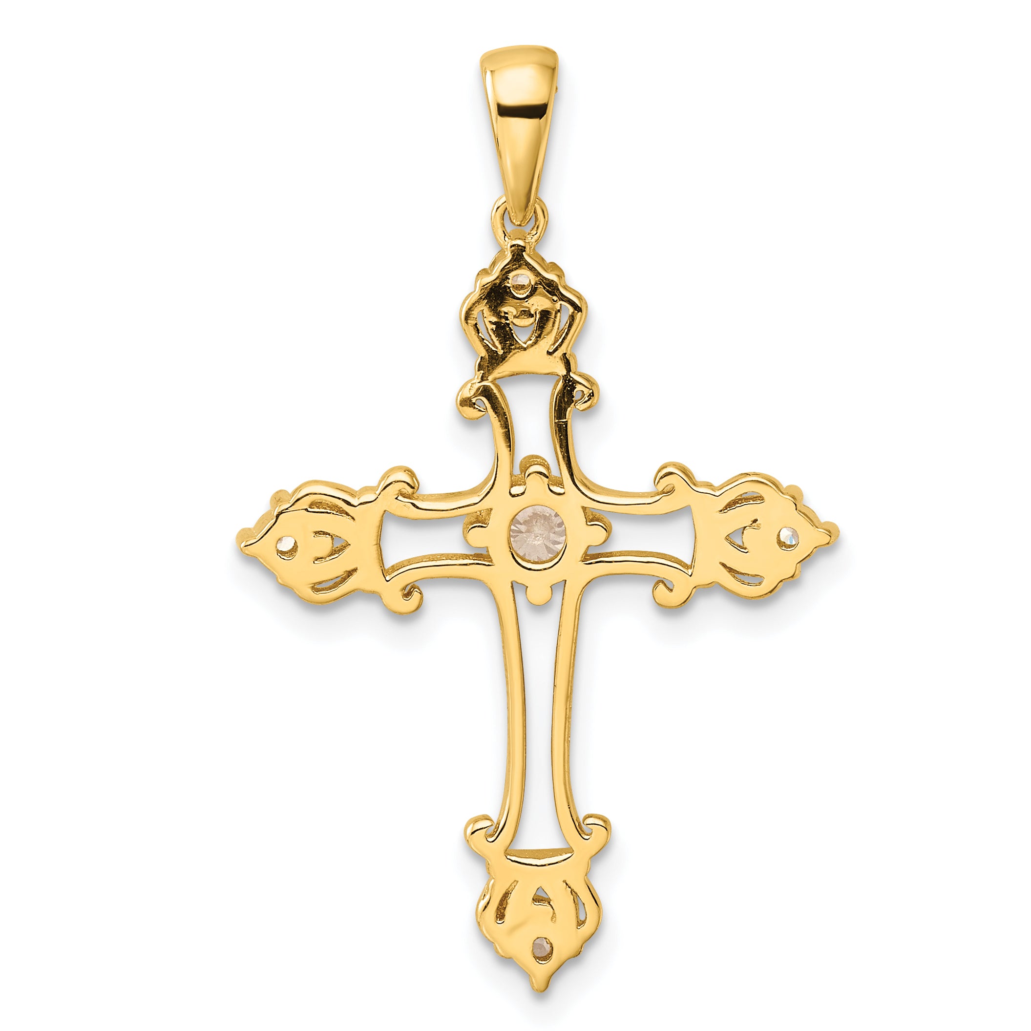 Sterling Silver Gold-plated CZ Cross Pendant