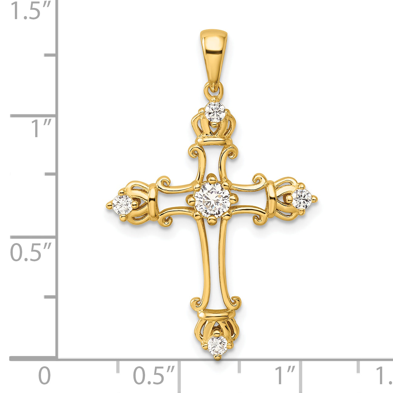 Sterling Silver Gold-plated CZ Cross Pendant