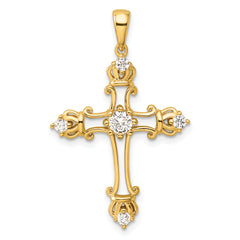 Sterling Silver Gold-plated CZ Cross Pendant