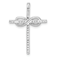 Sterling Silver Rhod-plated Rose-tone CZ Cross/Infinity Slide