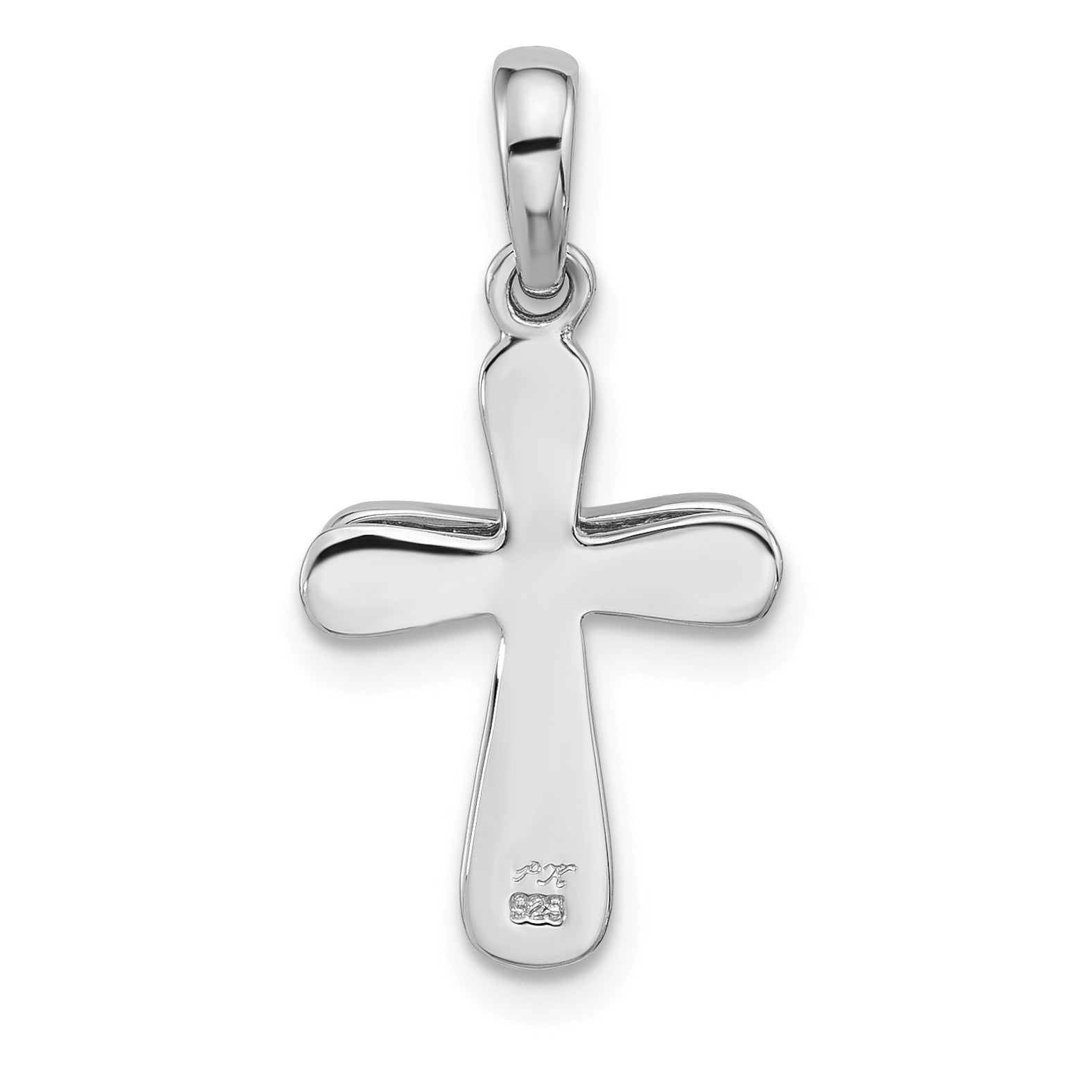 Sterling Silver Rhodium-plated CZ 2 Piece Cross Pendant