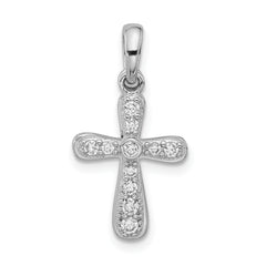 Sterling Silver Rhodium-plated CZ 2 Piece Cross Pendant