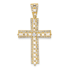 Sterling Silver Gold-tone CZ Latin Cross Pendant