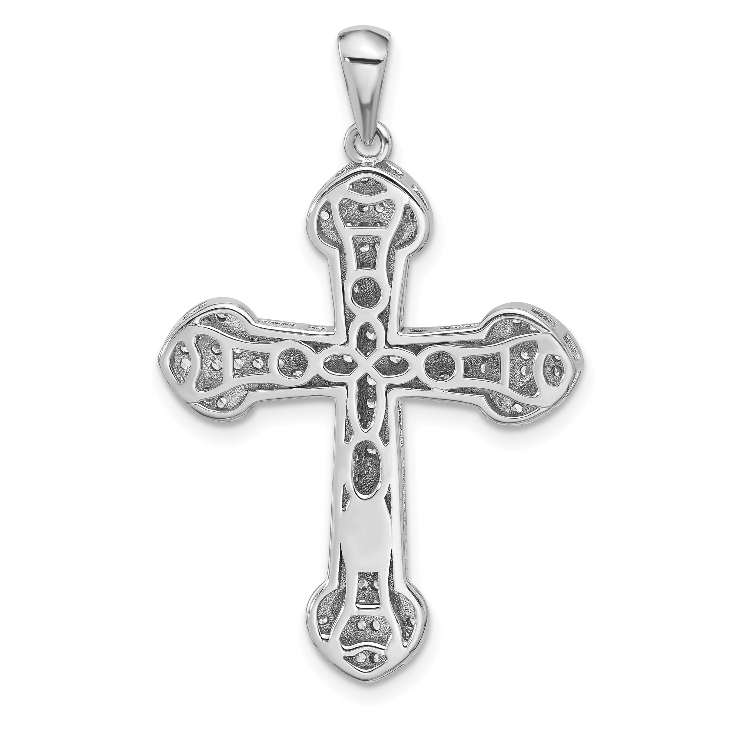 Sterling Silver Rhodium-plated CZ Cross Pendant