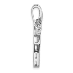 Sterling Silver Rhodium-plated CZ Cross Pendant Slide