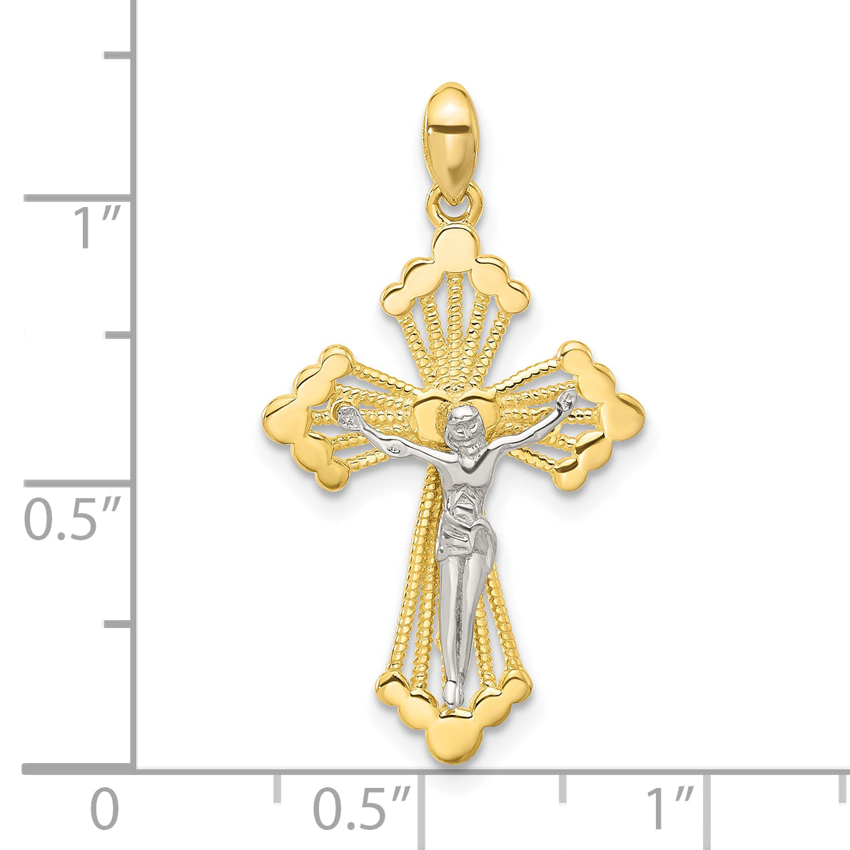 Sterling Silver Gold-tone and Rhodium-plated Crucifix Cross Pendant