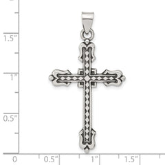 Sterling Silver Antiqued Budded Cross Pendant