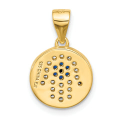 SS Gold-tone Black Rhodium CZ and Nano Crystal Hamsa Pendant