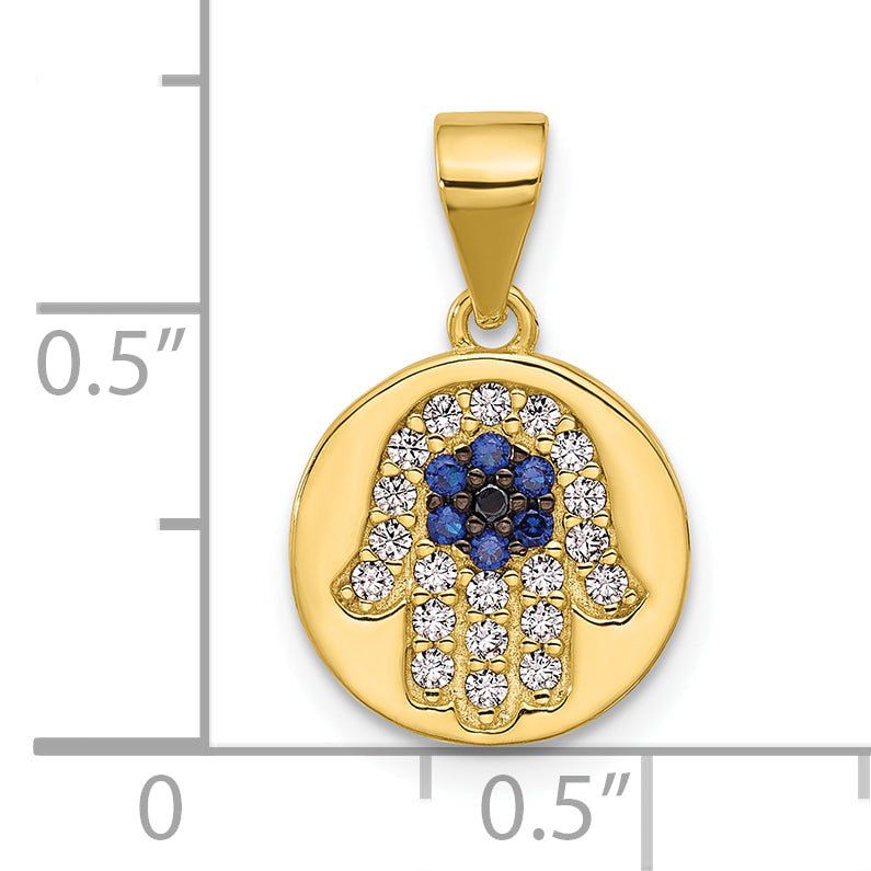 SS Gold-tone Black Rhodium CZ and Nano Crystal Hamsa Pendant