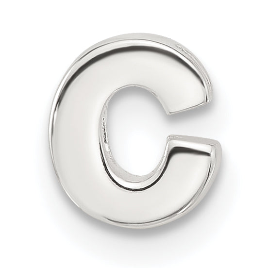 Sterling Silver E-coated Letter C Slide Charm