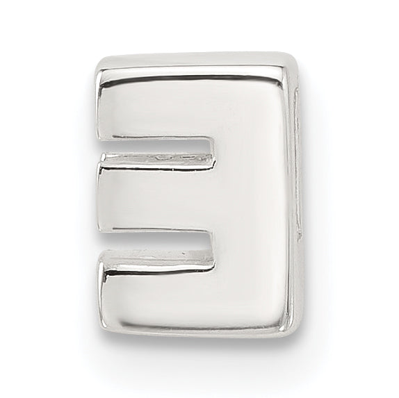 Sterling Silver E-coated Letter E Slide Charm