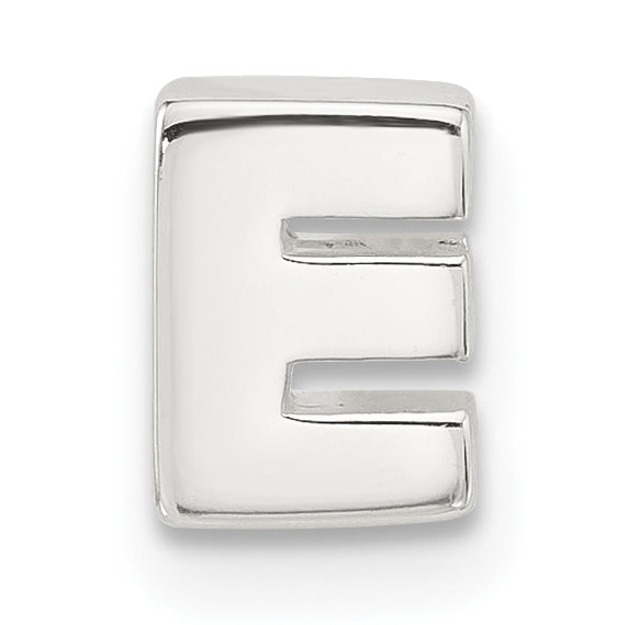 Sterling Silver E-coated Letter E Slide Charm