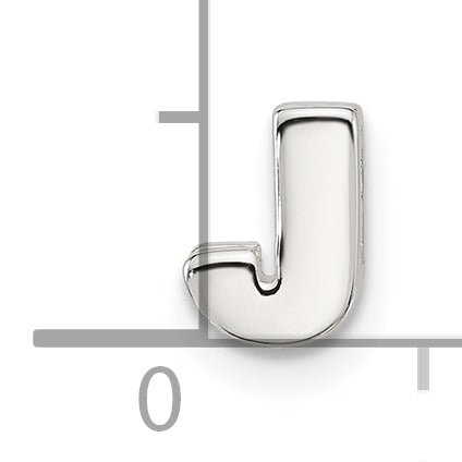 Sterling Silver E-coated Letter J Slide Charm