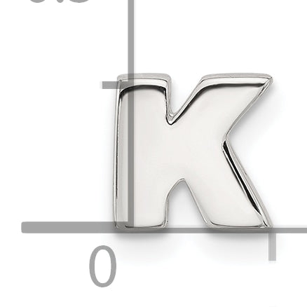 Sterling Silver E-coated Letter K Slide Charm