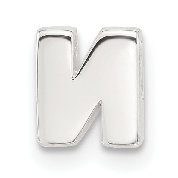 Sterling Silver E-coated Letter N Slide Charm