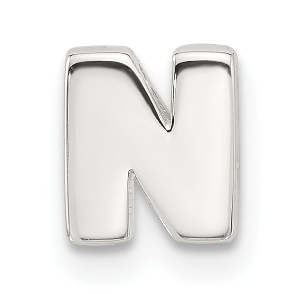 Sterling Silver E-coated Letter N Slide Charm