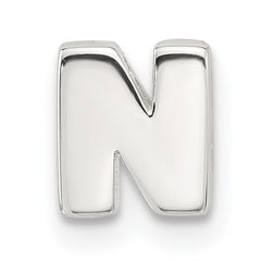 Sterling Silver E-coated Letter N Slide Charm