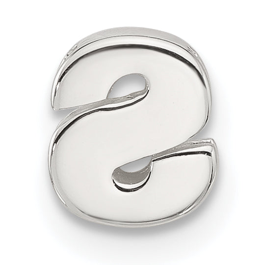 Sterling Silver E-coated Letter S Slide Charm