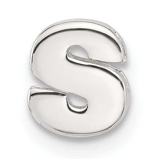 Sterling Silver E-coated Letter S Slide Charm