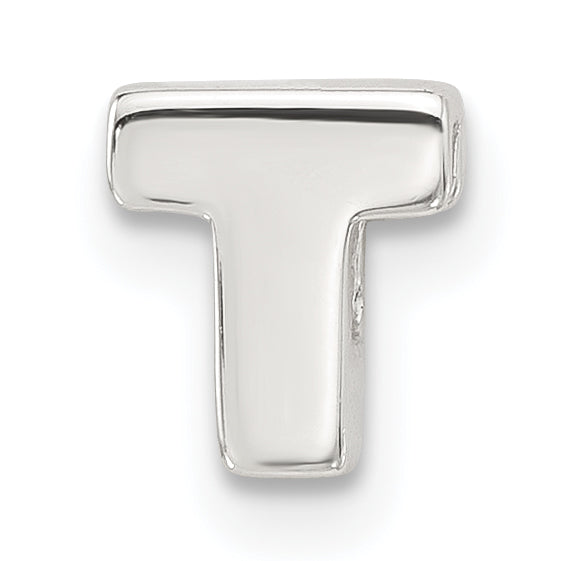 Sterling Silver E-coated Letter T Slide Charm