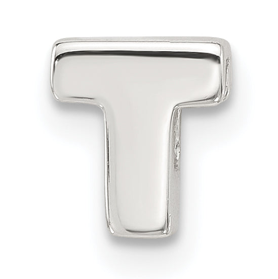 Sterling Silver E-coated Letter T Slide Charm