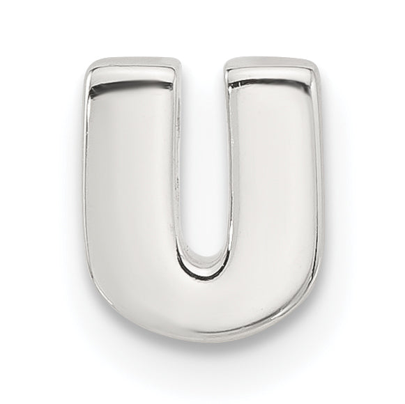 Sterling Silver E-coated Letter U Slide Charm