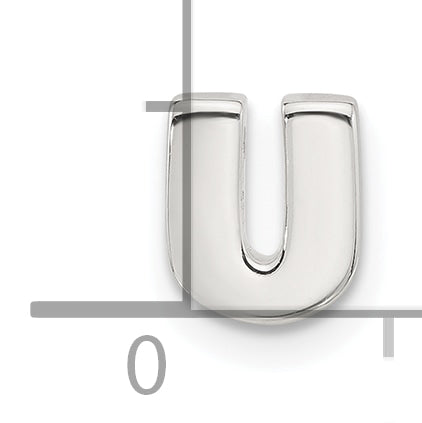 Sterling Silver E-coated Letter U Slide Charm