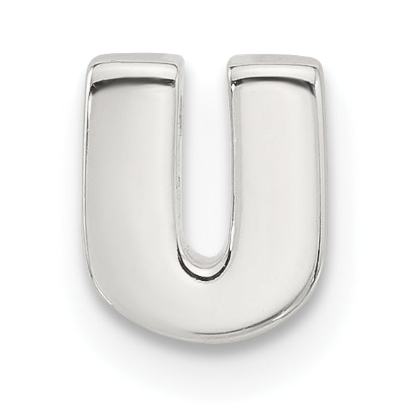 Sterling Silver E-coated Letter U Slide Charm