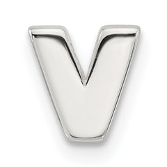 Sterling Silver E-coated Letter V Slide Charm