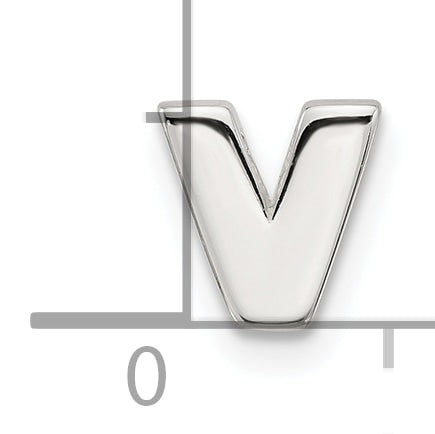 Sterling Silver E-coated Letter V Slide Charm