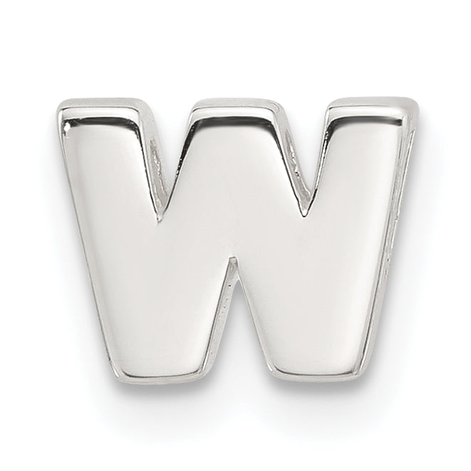 Sterling Silver E-coated Letter W Slide Charm