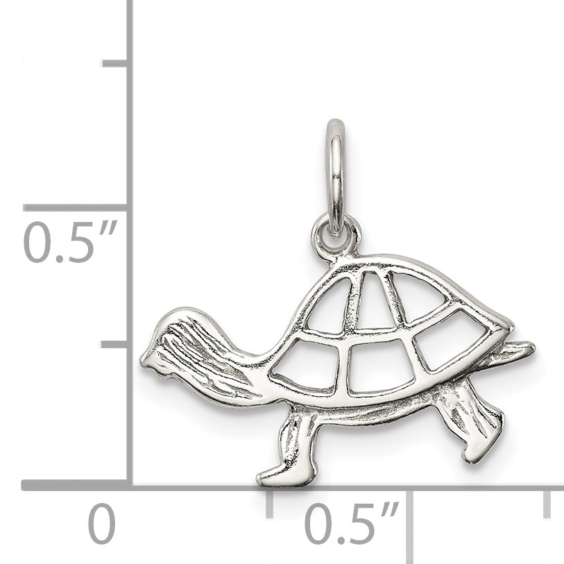 Sterling Silver 925 Turtle Charm with Polished Anti-Tarnish Finish