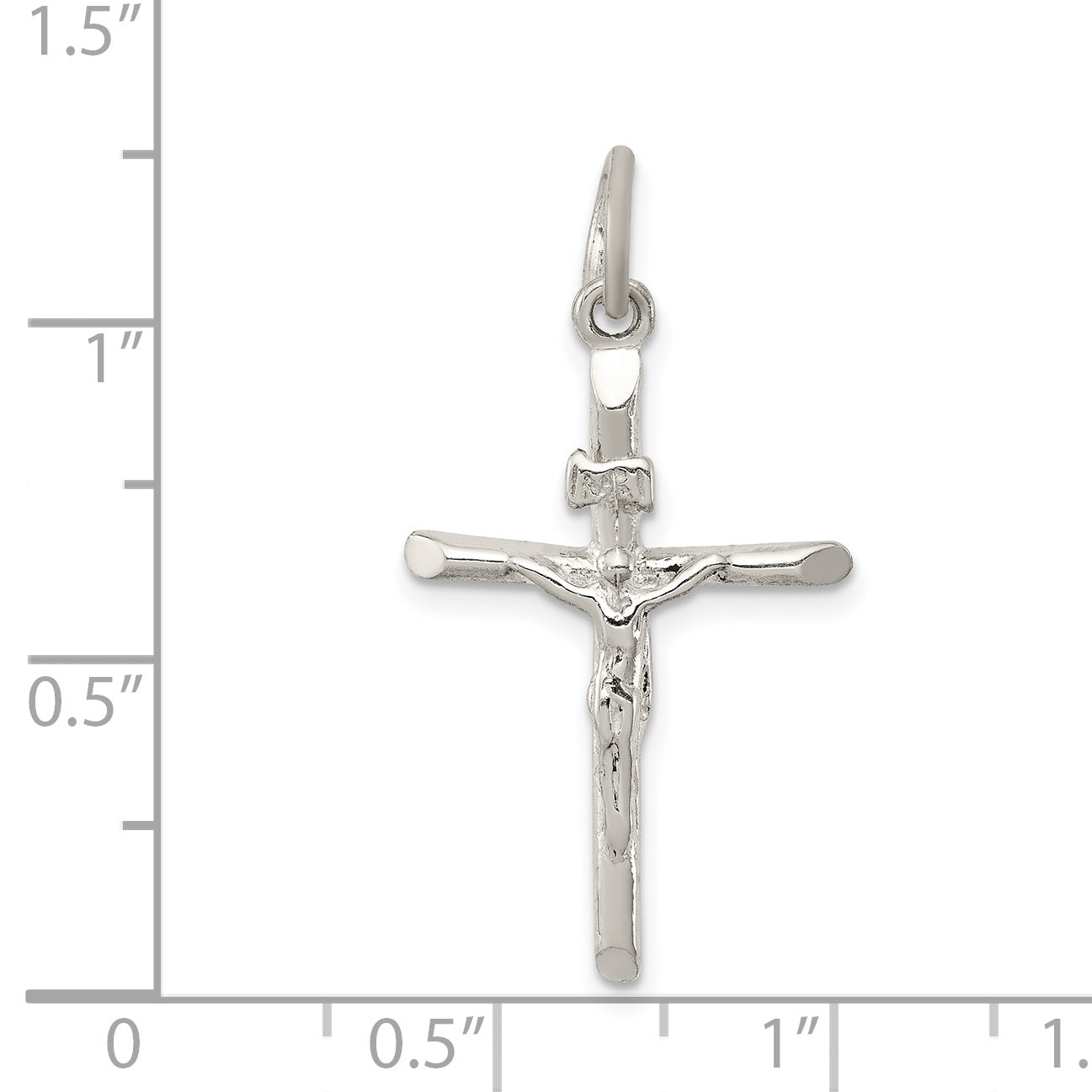 Sterling Silver 925 INRI Crucifix Pendant with Polished Solid Design