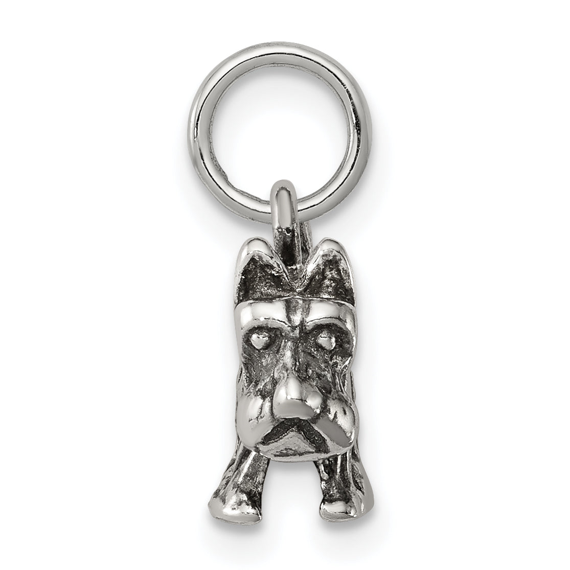 Sterling Silver Antiqued Dog Charm