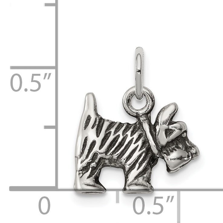 Sterling Silver Antiqued Dog Charm