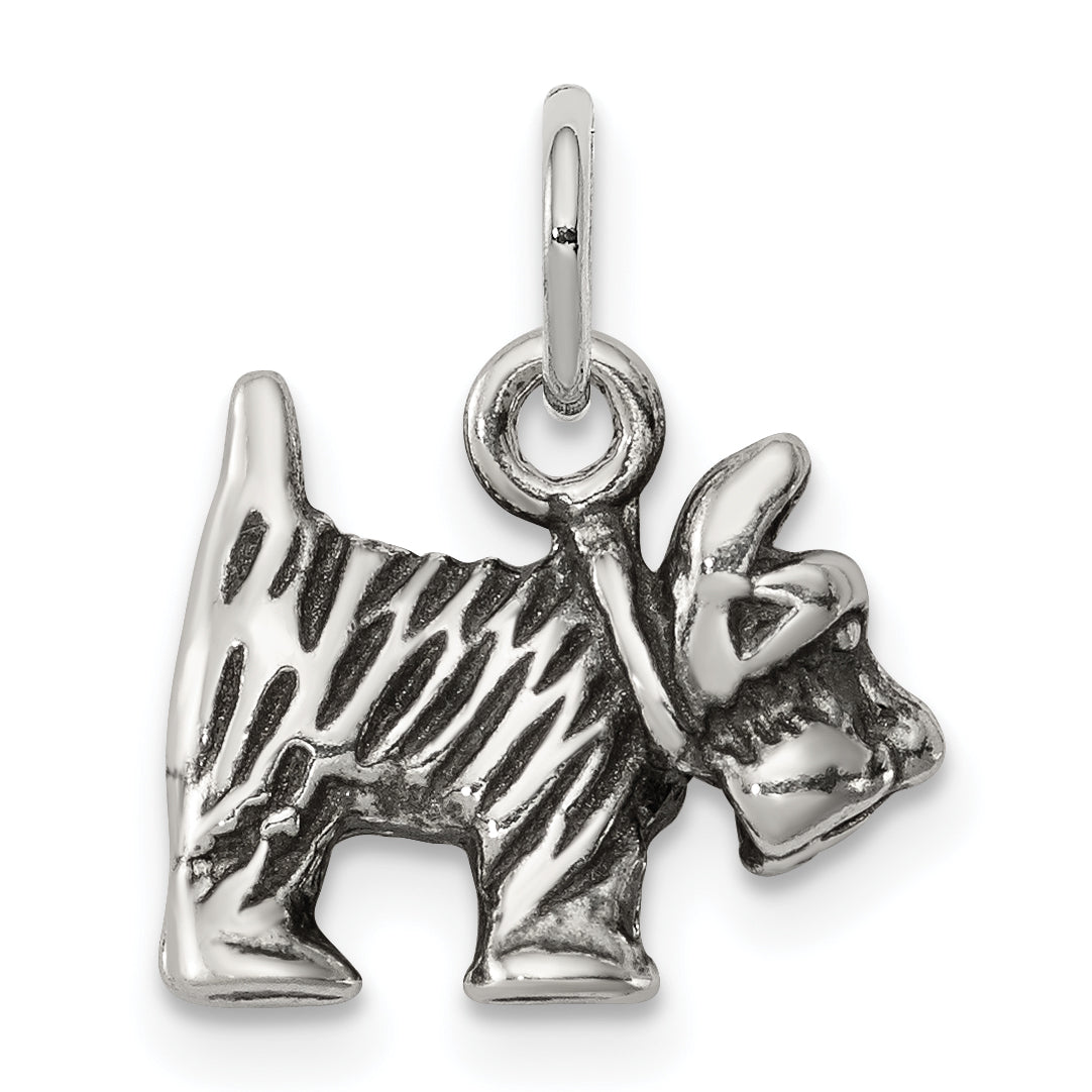 Sterling Silver Antiqued Dog Charm