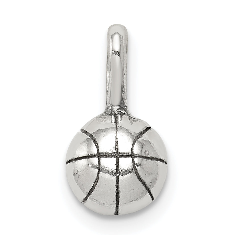 Sterling Silver Antiqued Basketball Charm