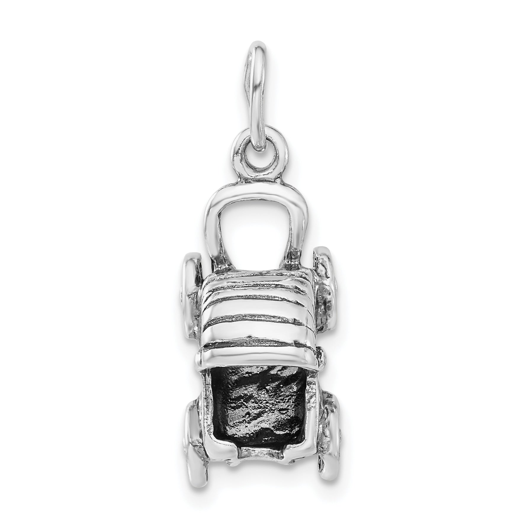 Sterling Silver 3-D Polished & Antiqued Baby Buggy Charm