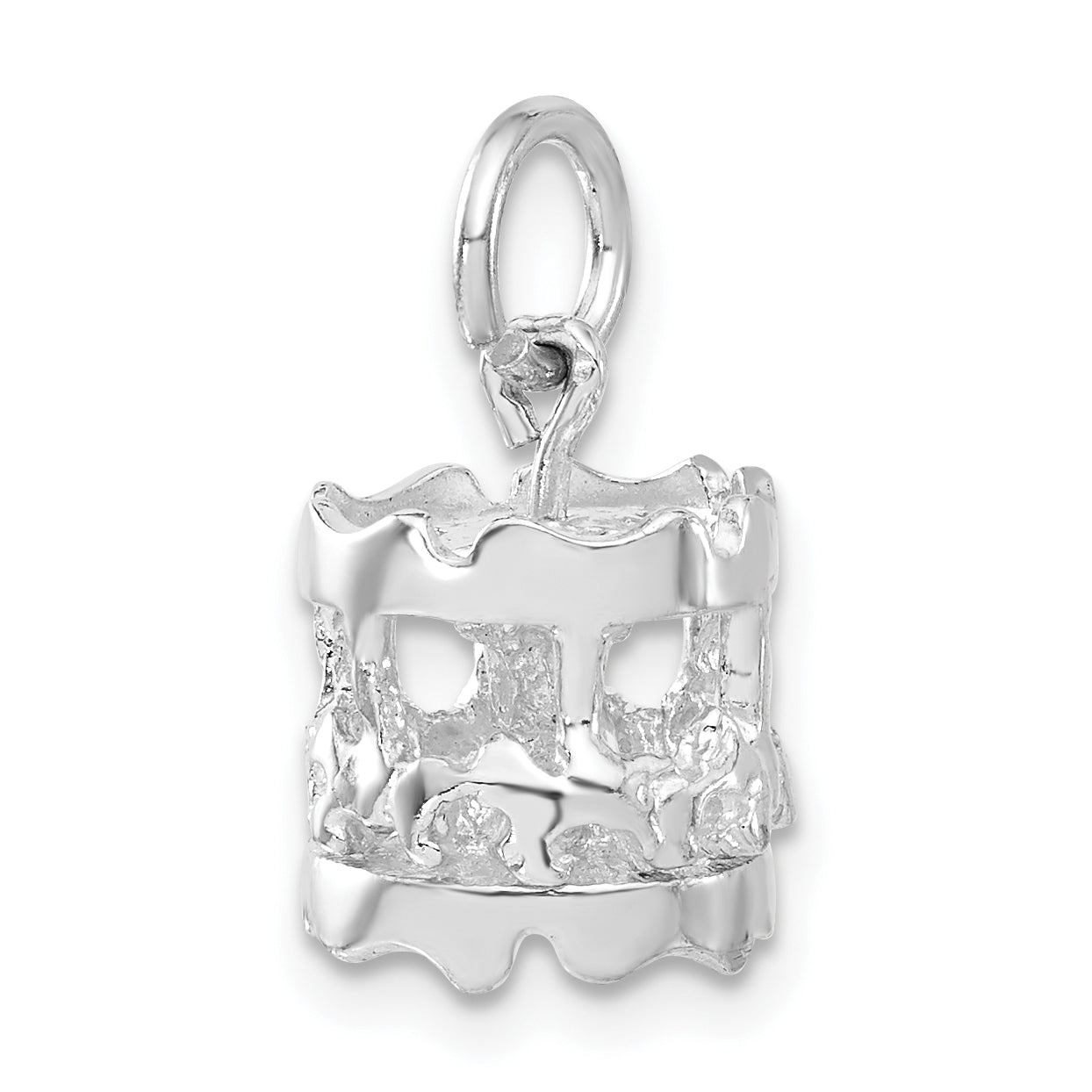 Sterling Silver 3-D Polished Moveable Carousel Charm