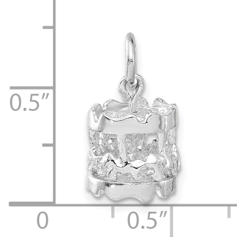 Sterling Silver 3-D Polished Moveable Carousel Charm