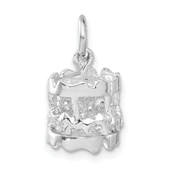 Sterling Silver 3-D Polished Moveable Carousel Charm