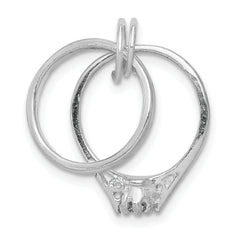 Sterling Silver Rhodium-plated Wedding Ring Set Charm