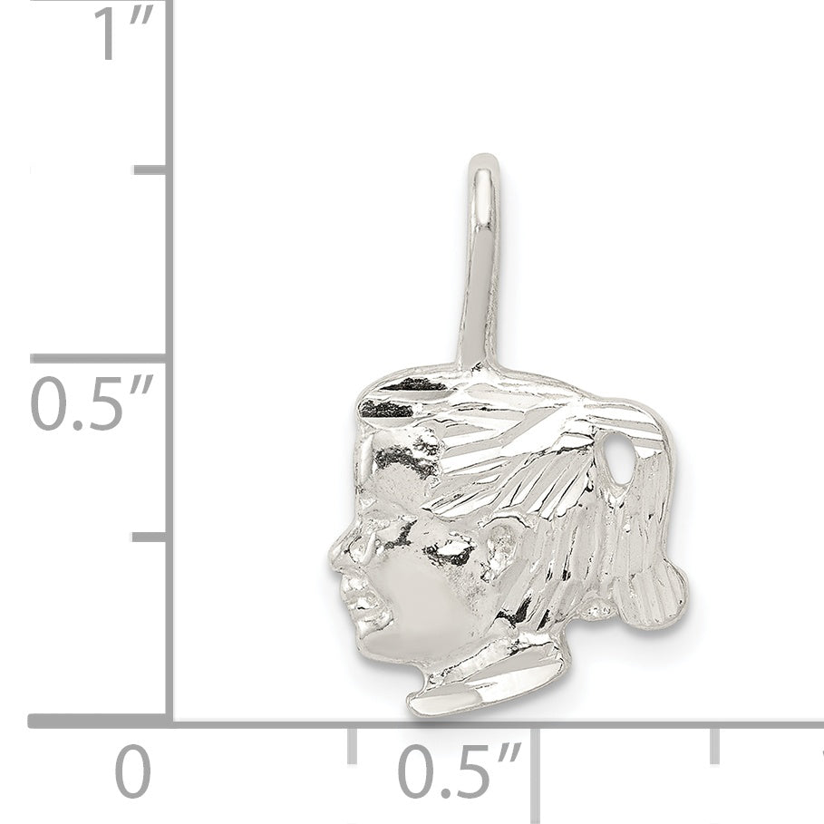 Sterling Silver Girl Head Charm