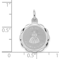 Sterling Silver Rhodium-plated To My Flower Girl Disc Charm