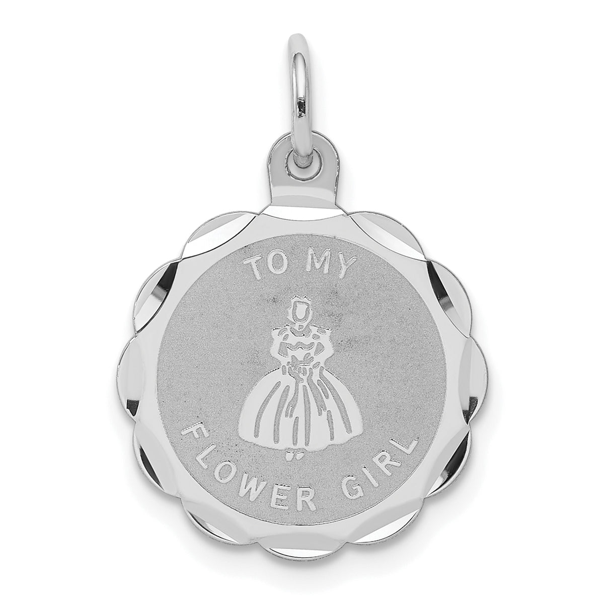 Sterling Silver Rhodium-plated To My Flower Girl Disc Charm