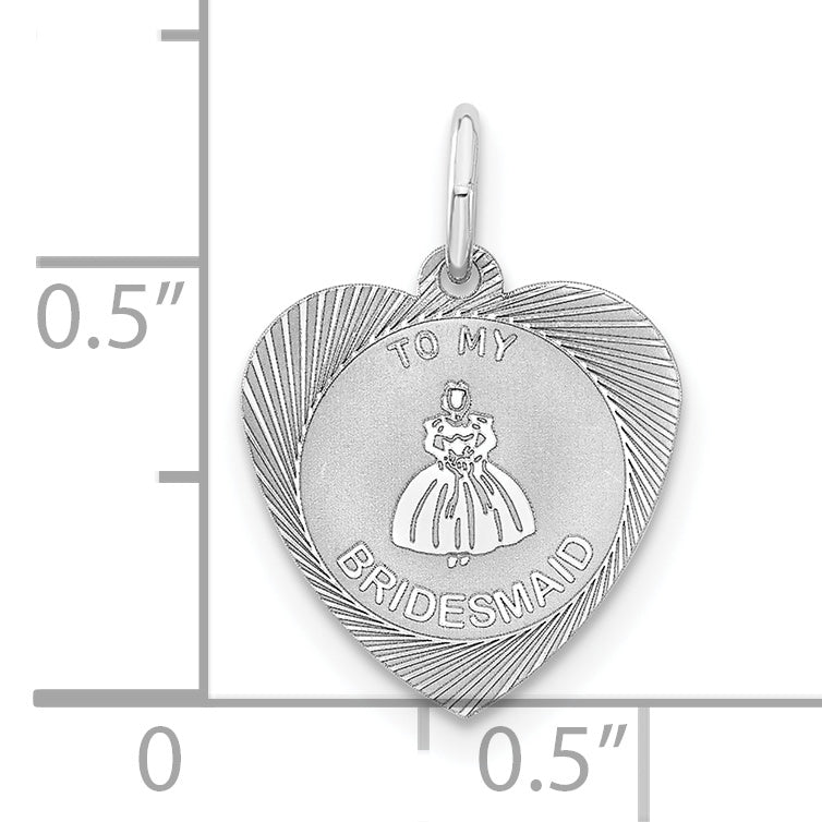 Sterling Silver To My Bridesmaid Heart Disc Charm