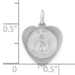 Sterling Silver To My Bridesmaid Heart Disc Charm